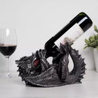 Support de bouteille de vin dragon aspect étain – Pour 1 bouteille