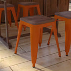Tabouret de salle à manger en métal, empilable, sans dossier, lot de 4 – Noir / Orange / Violet / Rouge / Bleu roi / Argent / Sarcelle