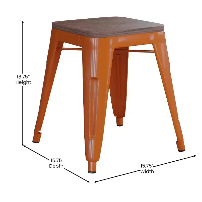 Tabouret de salle à manger en métal, empilable, sans dossier, lot de 4 – Noir / Orange / Violet / Rouge / Bleu roi / Argent / Sarcelle