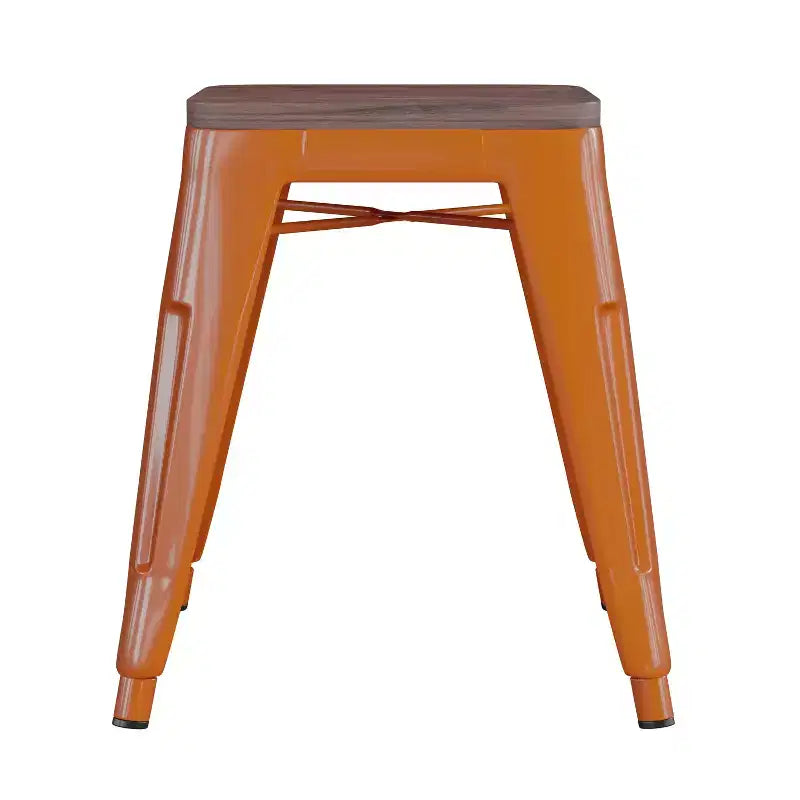 Tabouret de salle à manger en métal, empilable, sans dossier, lot de 4 – Noir / Orange / Violet / Rouge / Bleu roi / Argent / Sarcelle