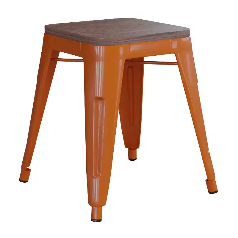 Tabouret de salle à manger en métal, empilable, sans dossier, lot de 4 – Noir / Orange / Violet / Rouge / Bleu roi / Argent / Sarcelle