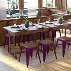 Tabouret de salle à manger en métal, empilable, sans dossier, lot de 4 – Noir / Orange / Violet / Rouge / Bleu roi / Argent / Sarcelle