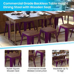 Tabouret de salle à manger en métal, empilable, sans dossier, lot de 4 – Noir / Orange / Violet / Rouge / Bleu roi / Argent / Sarcelle