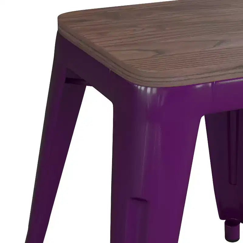 Tabouret de salle à manger en métal, empilable, sans dossier, lot de 4 – Noir / Orange / Violet / Rouge / Bleu roi / Argent / Sarcelle