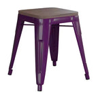 Tabouret de salle à manger en métal, empilable, sans dossier, lot de 4 – Noir / Orange / Violet / Rouge / Bleu roi / Argent / Sarcelle