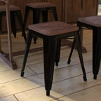 Tabouret de salle à manger en métal, empilable, sans dossier, lot de 4 – Noir / Orange / Violet / Rouge / Bleu roi / Argent / Sarcelle