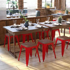 Tabouret de salle à manger en métal, empilable, sans dossier, lot de 4 – Noir / Orange / Violet / Rouge / Bleu roi / Argent / Sarcelle