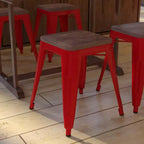 Tabouret de salle à manger en métal, empilable, sans dossier, lot de 4 – Noir / Orange / Violet / Rouge / Bleu roi / Argent / Sarcelle