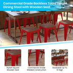 Tabouret de salle à manger en métal, empilable, sans dossier, lot de 4 – Noir / Orange / Violet / Rouge / Bleu roi / Argent / Sarcelle