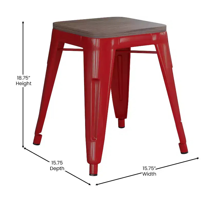Tabouret de salle à manger en métal, empilable, sans dossier, lot de 4 – Noir / Orange / Violet / Rouge / Bleu roi / Argent / Sarcelle