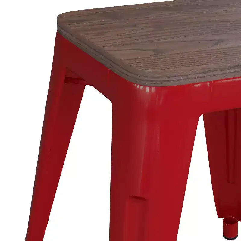 Tabouret de salle à manger en métal, empilable, sans dossier, lot de 4 – Noir / Orange / Violet / Rouge / Bleu roi / Argent / Sarcelle