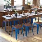 Tabouret de salle à manger en métal, empilable, sans dossier, lot de 4 – Noir / Orange / Violet / Rouge / Bleu roi / Argent / Sarcelle