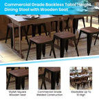 Tabouret de salle à manger en métal, empilable, sans dossier, lot de 4 – Noir / Orange / Violet / Rouge / Bleu roi / Argent / Sarcelle