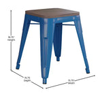 Tabouret de salle à manger en métal, empilable, sans dossier, lot de 4 – Noir / Orange / Violet / Rouge / Bleu roi / Argent / Sarcelle