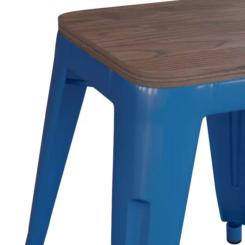 Tabouret de salle à manger en métal, empilable, sans dossier, lot de 4 – Noir / Orange / Violet / Rouge / Bleu roi / Argent / Sarcelle