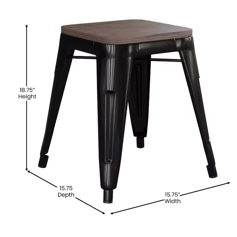 Tabouret de salle à manger en métal, empilable, sans dossier, lot de 4 – Noir / Orange / Violet / Rouge / Bleu roi / Argent / Sarcelle