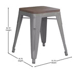 Tabouret de salle à manger en métal, empilable, sans dossier, lot de 4 – Noir / Orange / Violet / Rouge / Bleu roi / Argent / Sarcelle