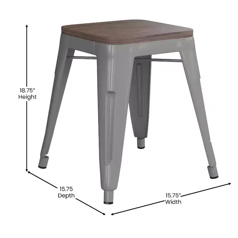 Tabouret de salle à manger en métal, empilable, sans dossier, lot de 4 – Noir / Orange / Violet / Rouge / Bleu roi / Argent / Sarcelle