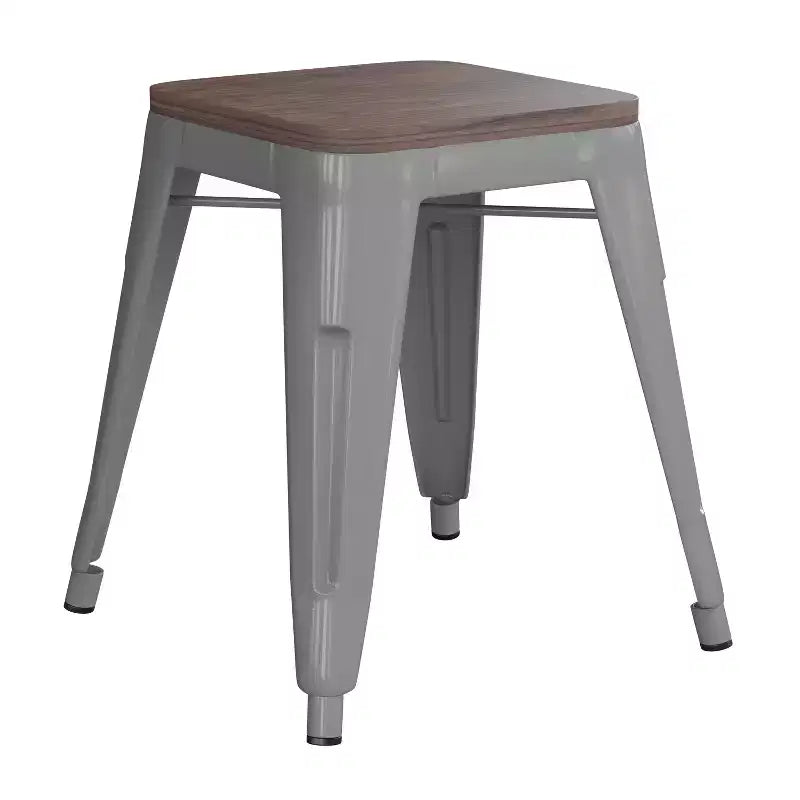 Tabouret de salle à manger en métal, empilable, sans dossier, lot de 4 – Noir / Orange / Violet / Rouge / Bleu roi / Argent / Sarcelle