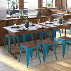 Tabouret de salle à manger en métal, empilable, sans dossier, lot de 4 – Noir / Orange / Violet / Rouge / Bleu roi / Argent / Sarcelle