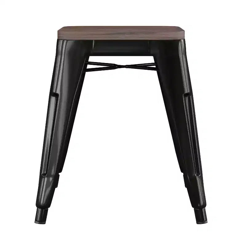 Tabouret de salle à manger en métal, empilable, sans dossier, lot de 4 – Noir / Orange / Violet / Rouge / Bleu roi / Argent / Sarcelle