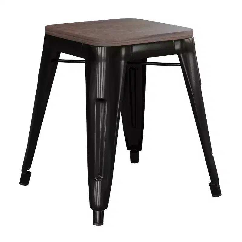 Tabouret de salle à manger en métal, empilable, sans dossier, lot de 4 – Noir / Orange / Violet / Rouge / Bleu roi / Argent / Sarcelle