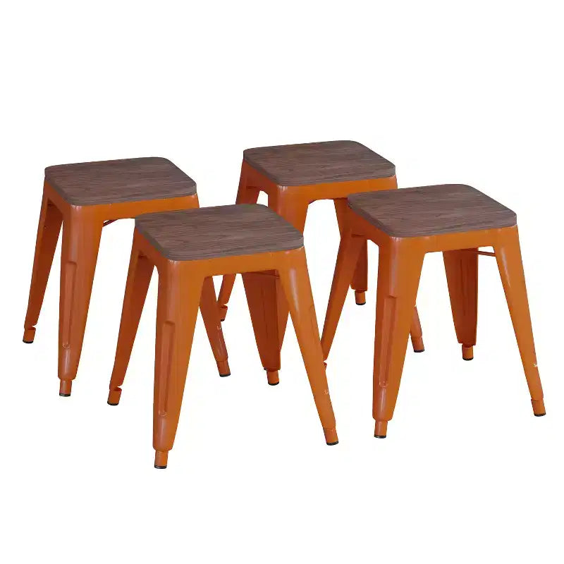 Tabouret de salle à manger en métal, empilable, sans dossier, lot de 4 – Noir / Orange / Violet / Rouge / Bleu roi / Argent / Sarcelle