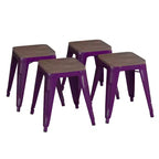 Tabouret de salle à manger en métal, empilable, sans dossier, lot de 4 – Noir / Orange / Violet / Rouge / Bleu roi / Argent / Sarcelle