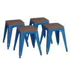 Tabouret de salle à manger en métal, empilable, sans dossier, lot de 4 – Noir / Orange / Violet / Rouge / Bleu roi / Argent / Sarcelle