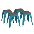 Tabouret de salle à manger en métal, empilable, sans dossier, lot de 4 – Noir / Orange / Violet / Rouge / Bleu roi / Argent / Sarcelle