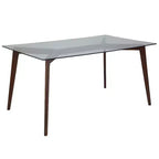Merrick Lane Dining Table Rectangular 59 Glass Top Dining Room Table With Solid Beechwood Frame