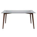 Table de salle à manger multicolore à plateau en verre, 6 places