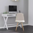 Fauteuil d'appoint sans accoudoirs en fausse fourrure grise/blanc cassé, 1 place
