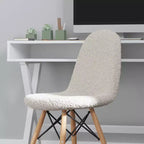 Fauteuil d'appoint sans accoudoirs en fausse fourrure grise/blanc cassé, 1 place