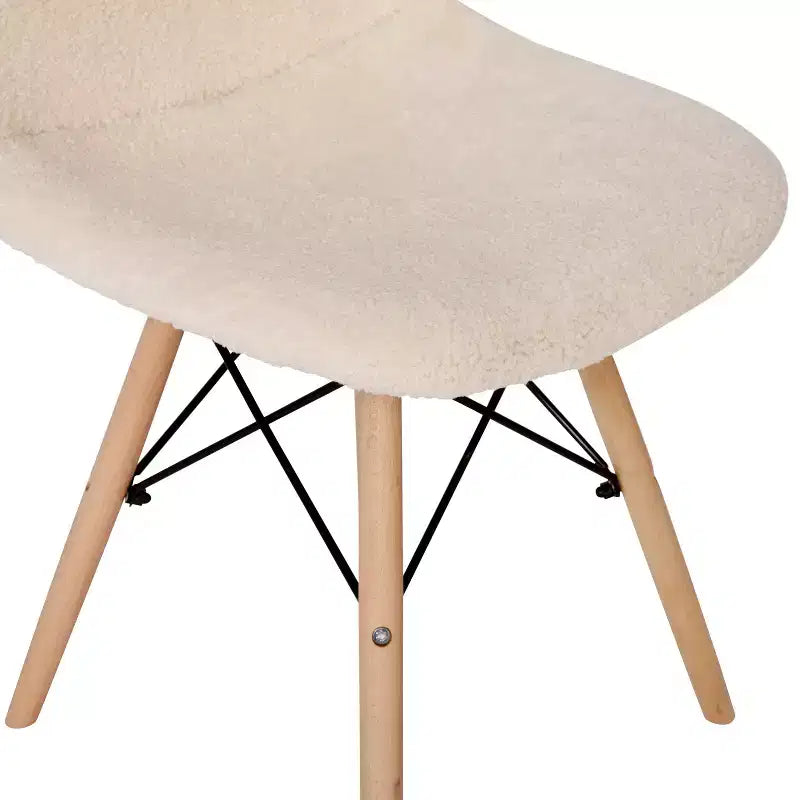 Fauteuil d'appoint sans accoudoirs en fausse fourrure grise/blanc cassé, 1 place
