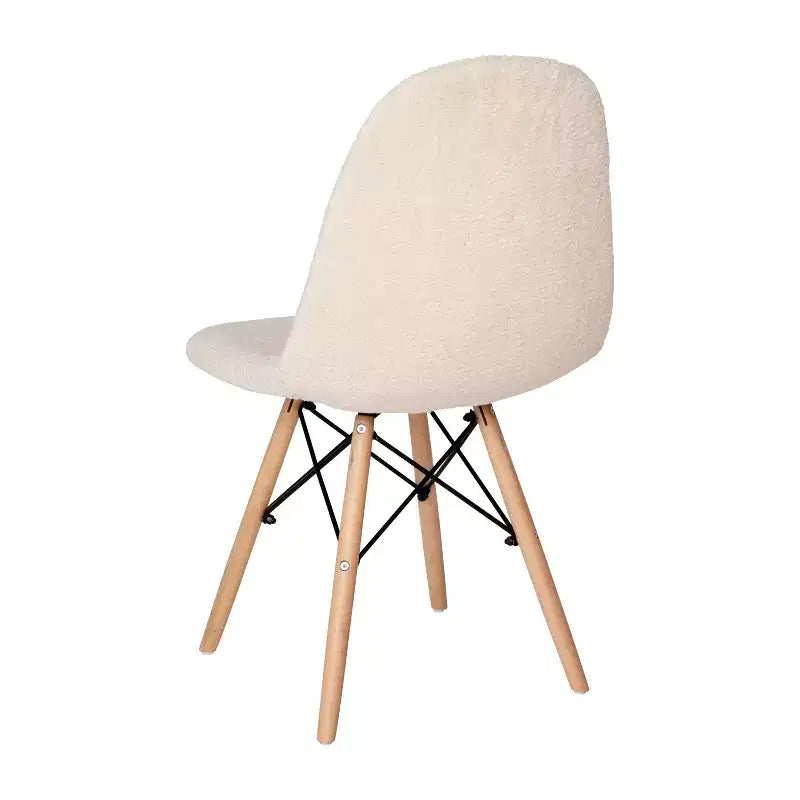 Fauteuil d'appoint sans accoudoirs en fausse fourrure grise/blanc cassé, 1 place
