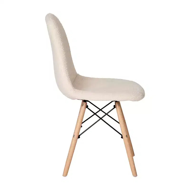 Fauteuil d'appoint sans accoudoirs en fausse fourrure grise/blanc cassé, 1 place