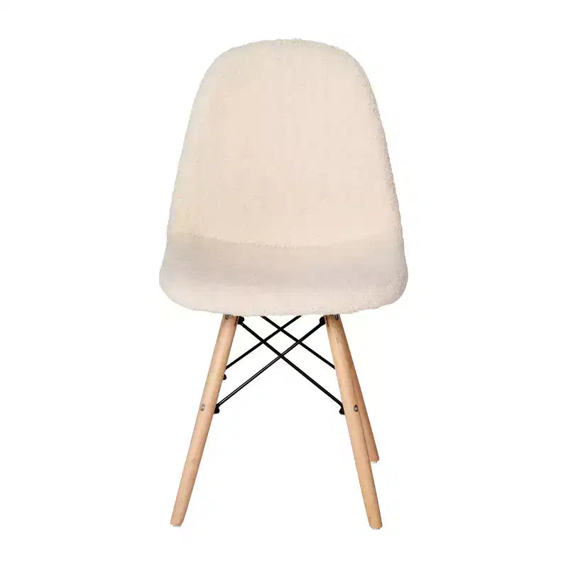 Fauteuil d'appoint sans accoudoirs en fausse fourrure grise/blanc cassé, 1 place