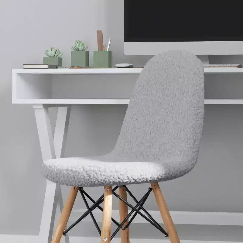 Fauteuil d'appoint sans accoudoirs en fausse fourrure grise/blanc cassé, 1 place