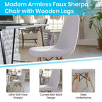 Fauteuil d'appoint sans accoudoirs en fausse fourrure grise/blanc cassé, 1 place