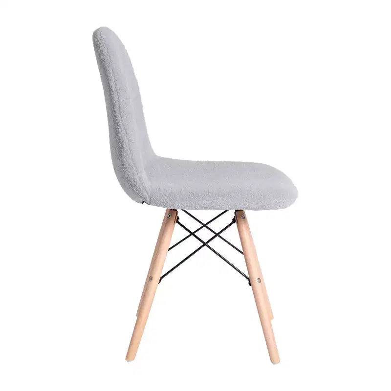 Fauteuil d'appoint sans accoudoirs en fausse fourrure grise/blanc cassé, 1 place