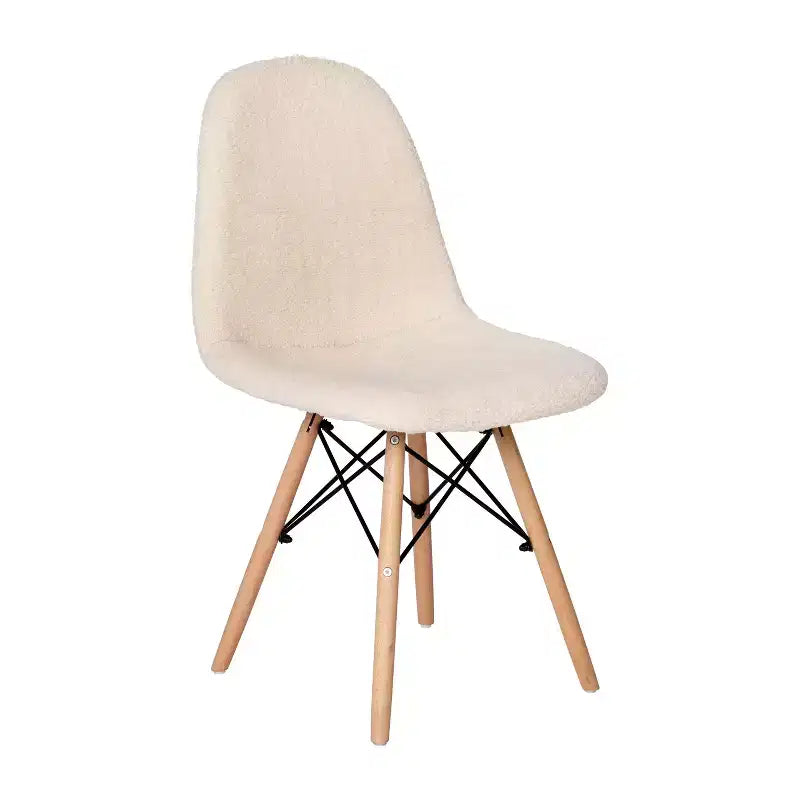 Fauteuil d'appoint sans accoudoirs en fausse fourrure grise/blanc cassé, 1 place