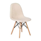 Fauteuil d'appoint sans accoudoirs en fausse fourrure grise/blanc cassé, 1 place