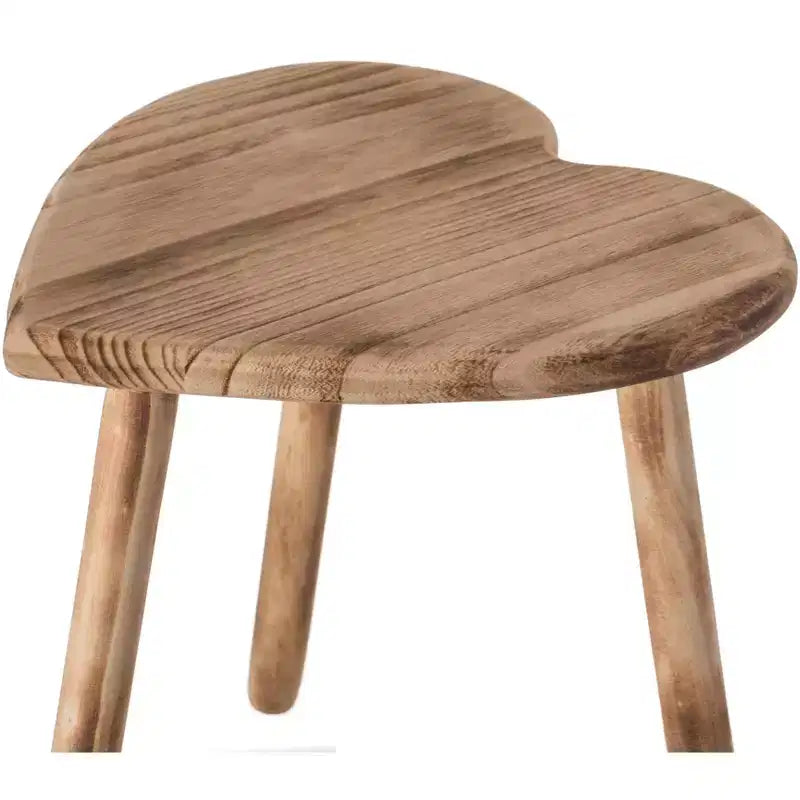 Tabouret en bois naturel en forme de cœur – Siège 1 personne