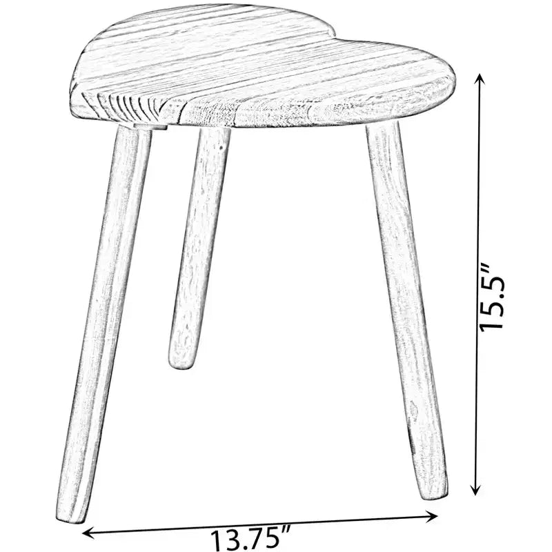 Tabouret en bois naturel en forme de cœur – Siège 1 personne