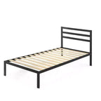 14 Modernista Classic Metal Platform Bed with Headboard Black - Mellow