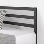 Lit plateforme en métal noir avec tête de lit - Grand lit, 1 personne