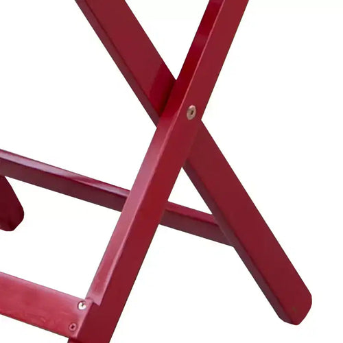 Table d'appoint Adirondack pliante compacte en bois d'acacia véritable, à lattes, pour patio extérieur, Rouge