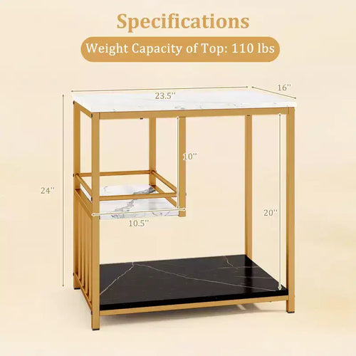 Table d'appoint de canapé à 3 niveaux avec étagère de rangement ouverte Buffet moderne pour salon