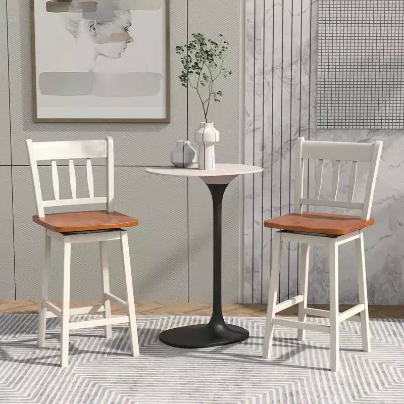 Lot de 2 tabourets de bar Costway, pivotants, hauteur de comptoir 62,2 cm avec repose-pieds